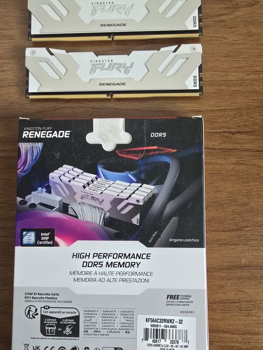 Рам Kingston 32GB (2x16) DDR5 6400mhz/s CL32 FURY Renegade White XMP