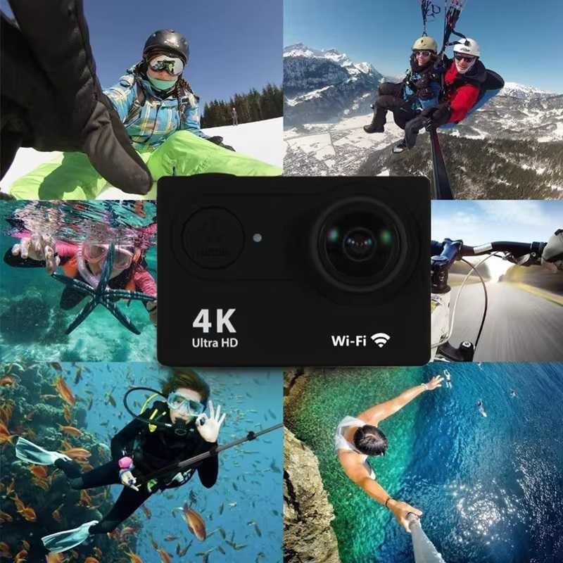 Екшън Камера 4K с Wi-Fi, Водоустойчива Заснемане Спортна Камера Мото