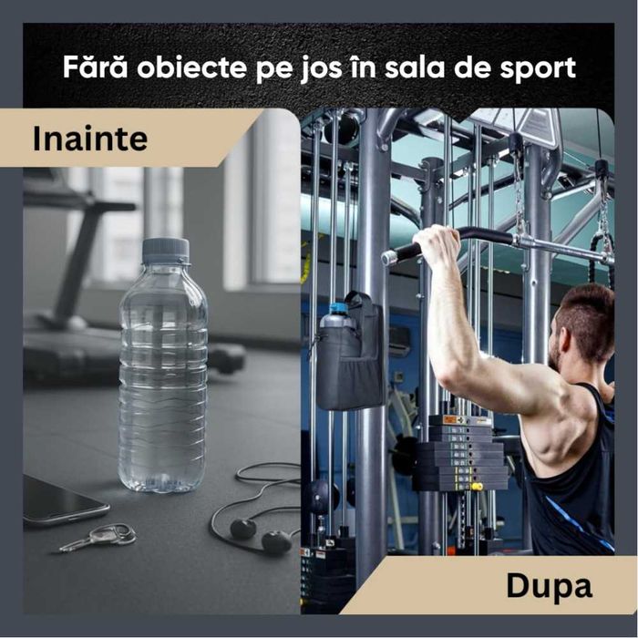 Geanta pentru sala cu prindere magnetica, compartiment sticla de apa