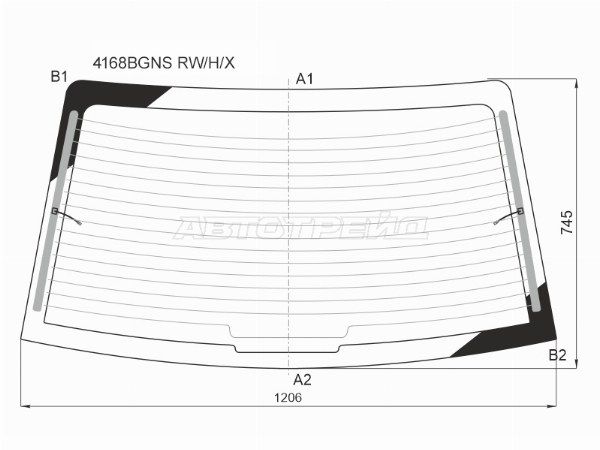 Стекло заднее (Цвет зеленый/ Обогрев) Hyundai Accent 17-22 / Solaris 1