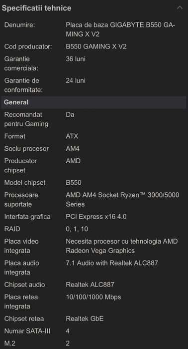 Placa de baza Gigabyte B550 Gaming X V2