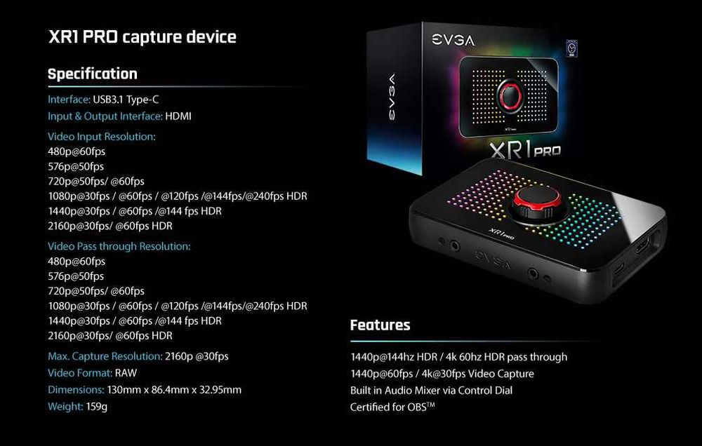 EVGA XR1 Pro (1440/60) кептчър карта