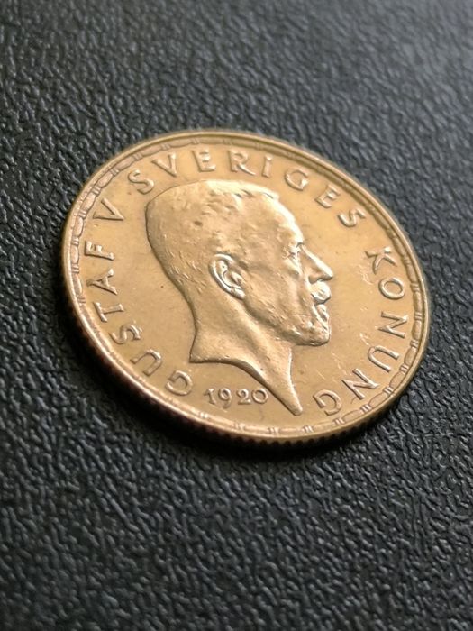 5 крони 1920 год, Швеция, крал Густав V, Злато 2.24 гр900/1000