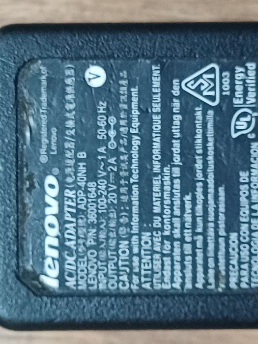 Incarcator alimentator Lenovo 20v  2A perfect functional
