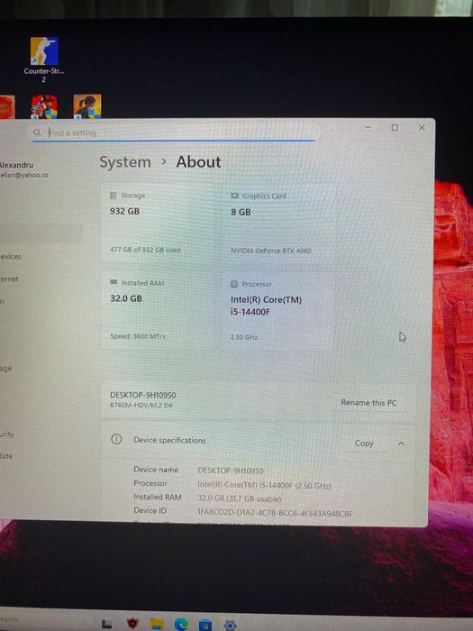 Vand sistem gaming, monitor , casti