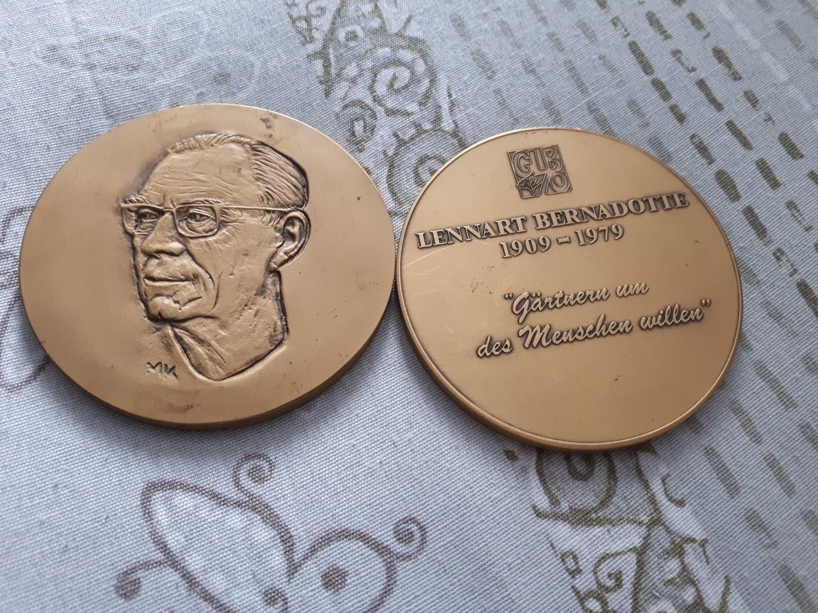 Medalie  Lennart Bernadotte 1909-1979 Gradinar de dragul omului