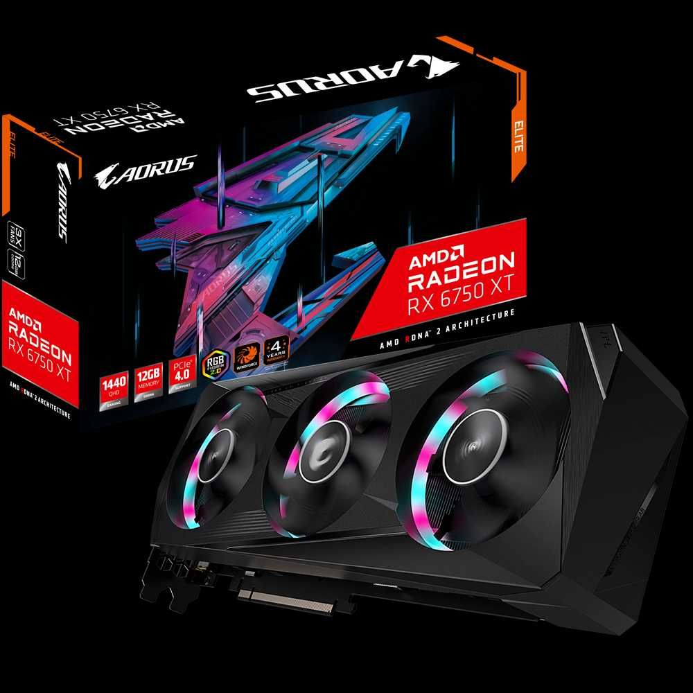 Продам Видеокарту GIGABYTE AORUS RX 6750 XT ELITE 12 ГБ