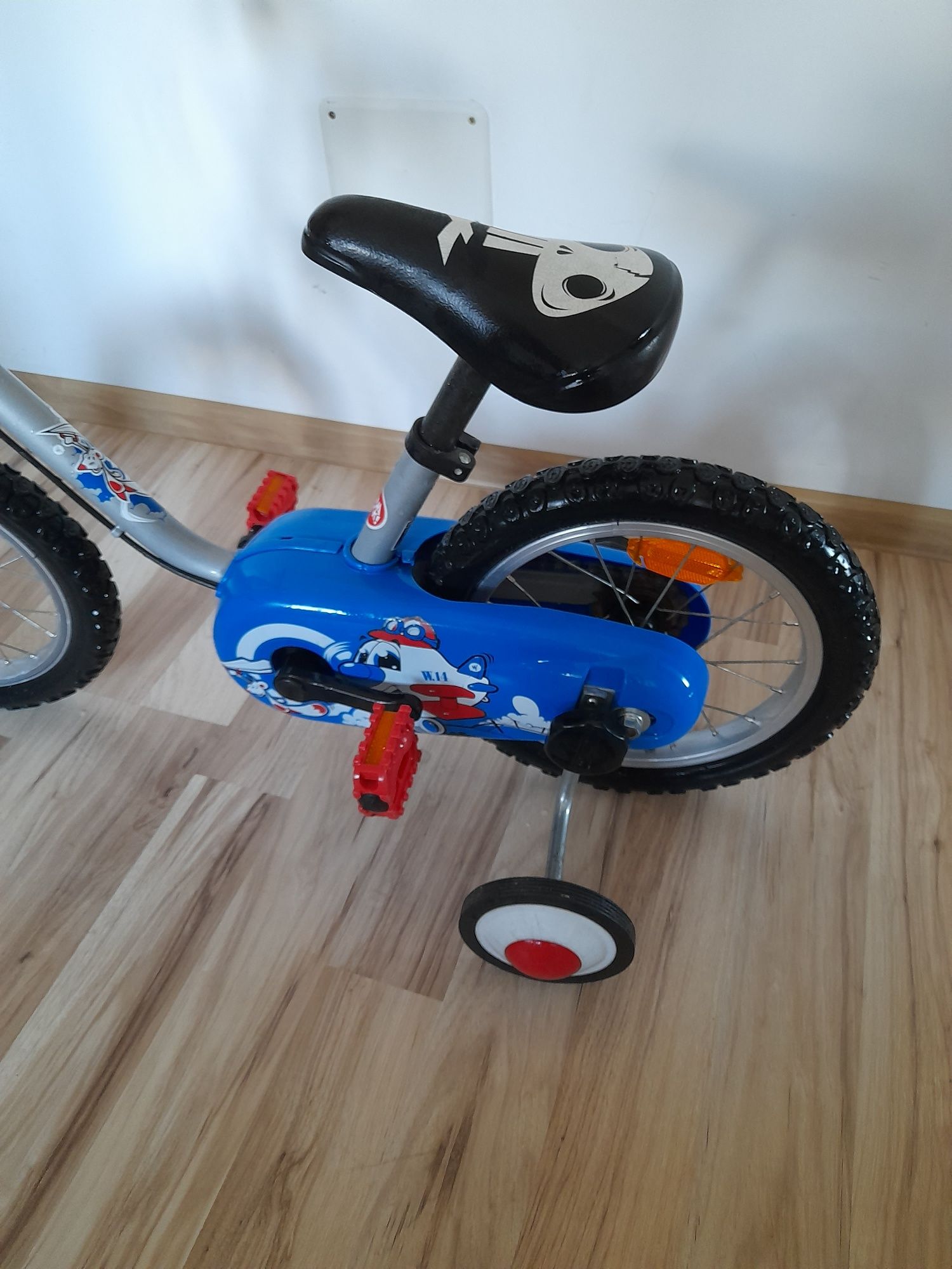 Bicicleta 14 inchi roti ajutatoare copii 3 5 6 ani baieti btwin 500 de