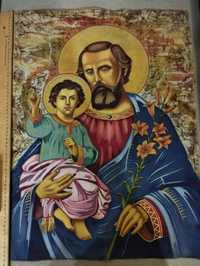 Икона батиком ,, Святой Иосиф с младенцем Иисусом,,