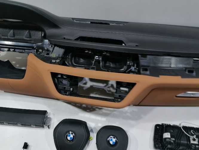 BMW seria 7 plansa de bord negru / brown - set centuri - kit airbag