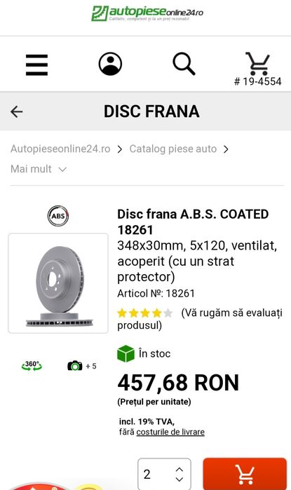 Set discuri plus placute ABS ,fata, BMW F11