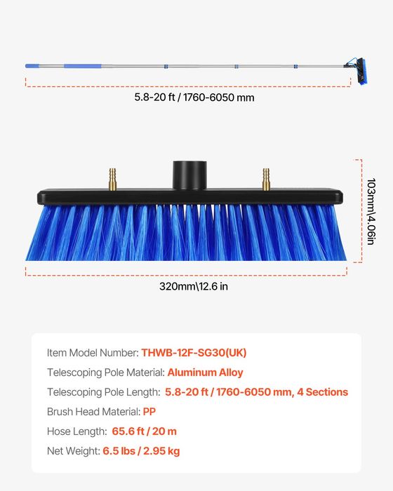 Kit Curatare Panouri Solare,Perie Rotativa 180°,6m