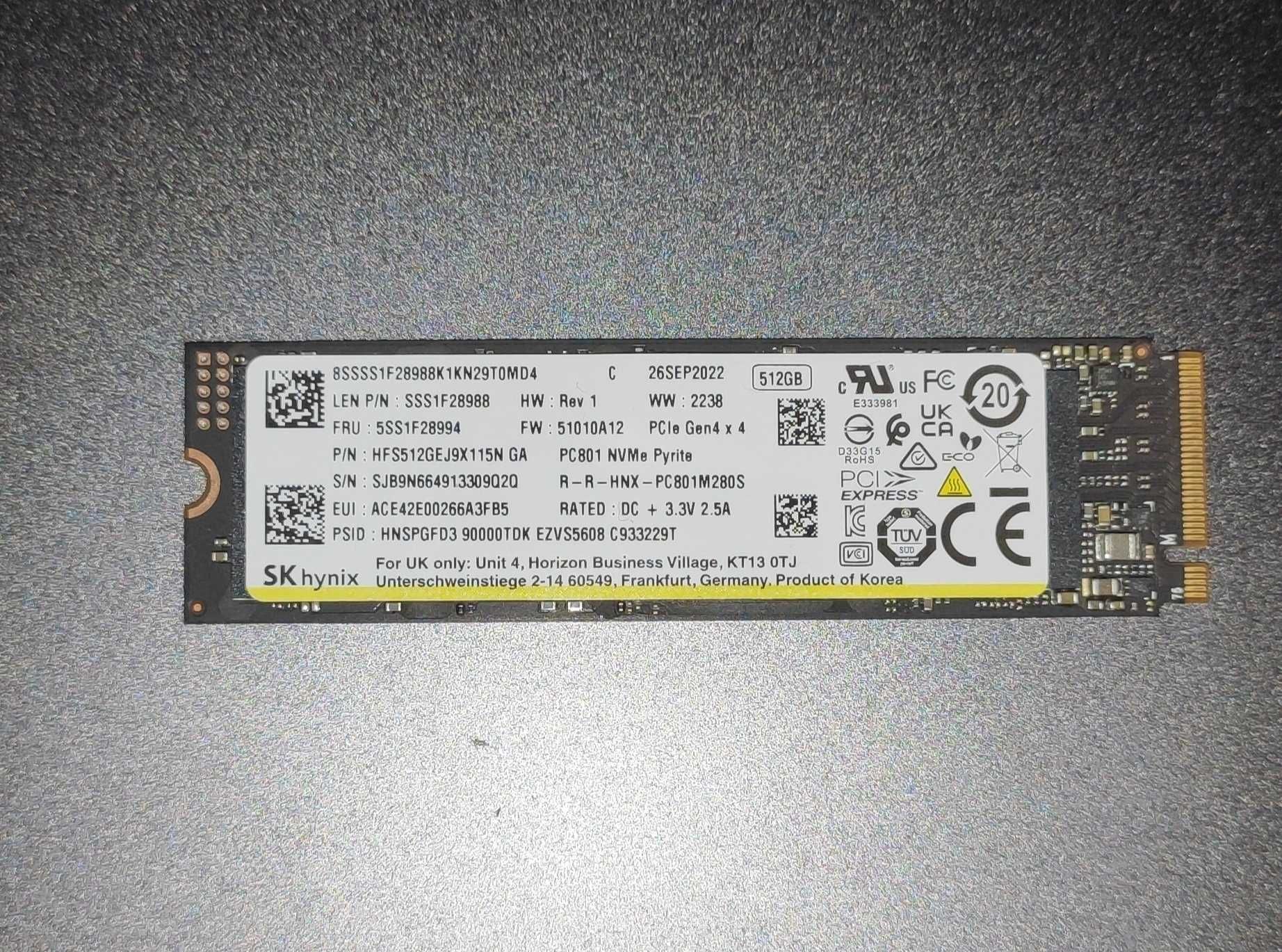 Ssd M2 512gb skhynix nvme pyrite pcle gen4x4