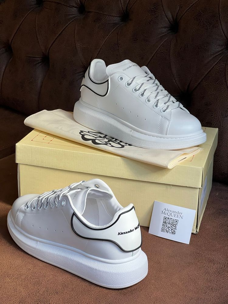 Adidasi Alexander M C Q U E E N Full White Premium Lini Negre