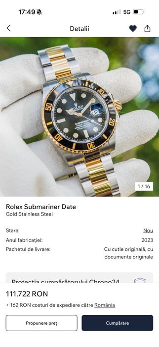 Rolex  Submariner Aur Otel - two Tone 41 mm - 2024 ! Card  cutie