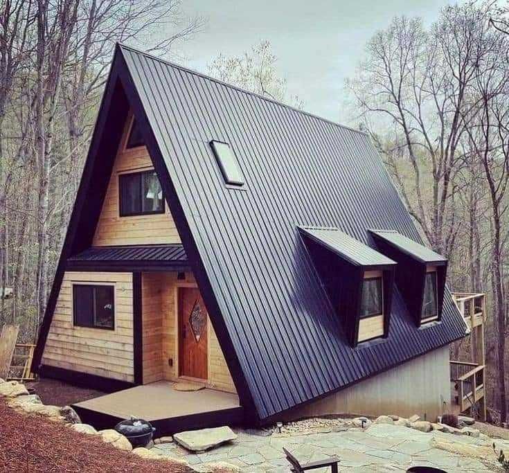 Cabana stil A-Frame si case din structura de lemn