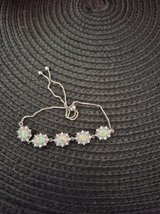 Bratara reglabila opal placta cu argint rodiat