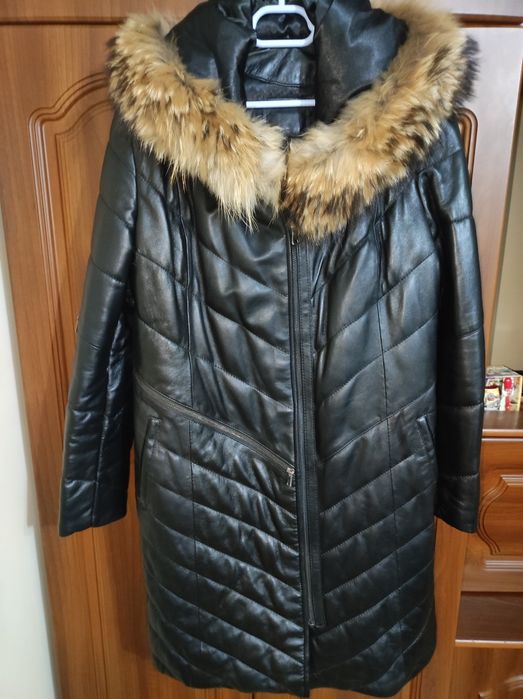 Haina de piele cu blană naturală