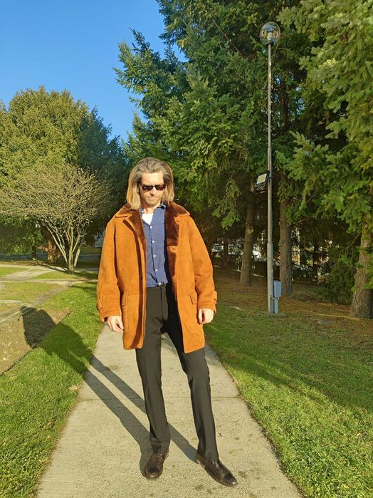 Cojoc barbat piele/blana naturala miel XXL  54 Maro Yves Saint Laurent