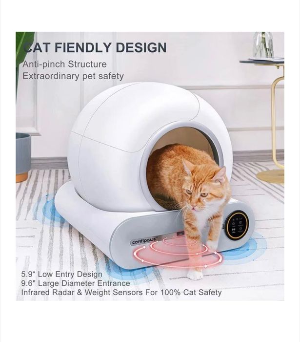 Автоматична котешка тоалетна, самопочистваща се