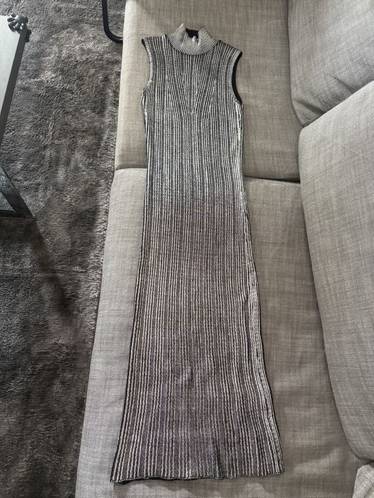 Zara сребърна плетена рокля