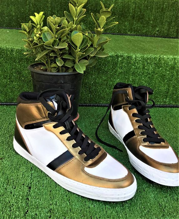 GUESS PELZY Sneakers barbati, culoare bronz, alb, negru, marimea 43.5