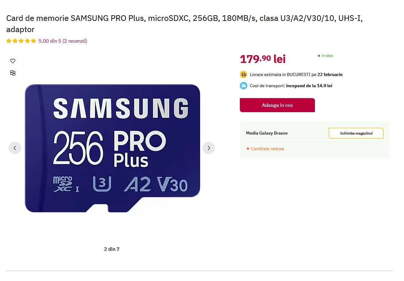 Carduri memorie SDXC si microSDXC Samsung si Sandisk 64Gb si 256Gb NOI