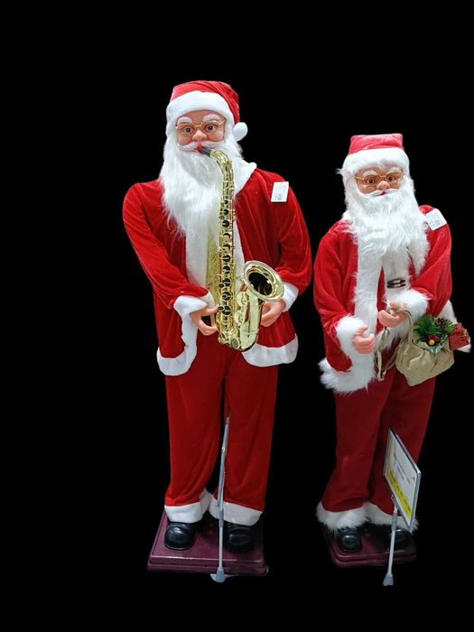 Figurina Moș Crăciun 150/180cm cu trompeta/săculeț, canta și danseaza