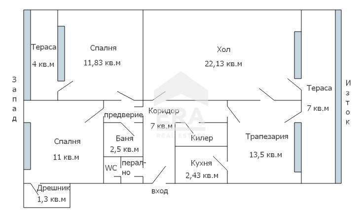 Четиристаен тухлен апартамент за продажба, с отделна кухня, в централн