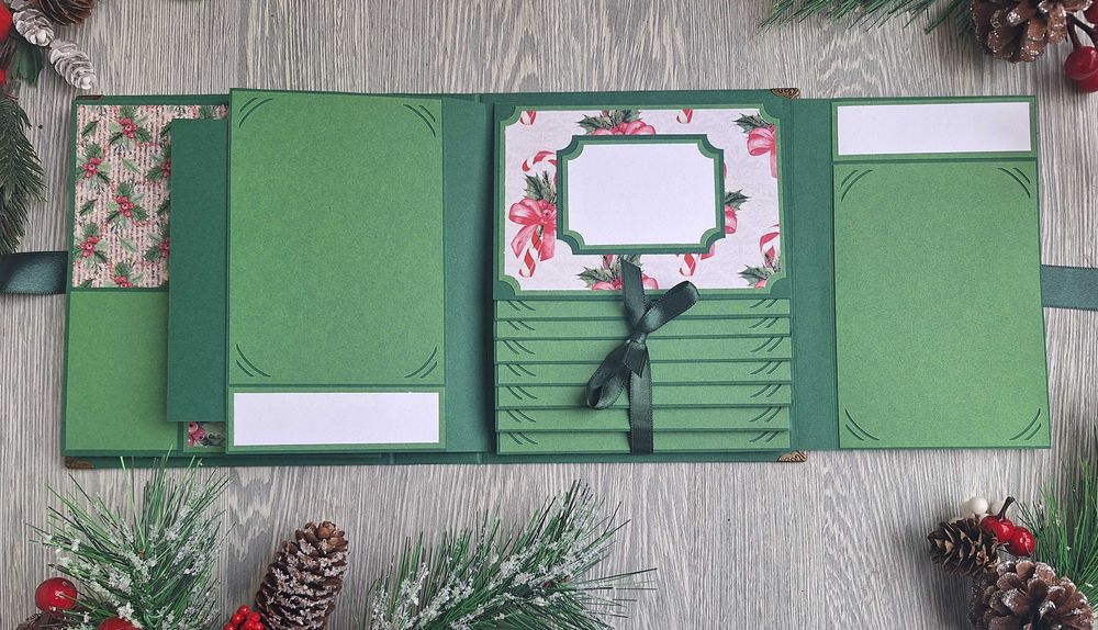 Коледен, скрапбук албум в зелено, ръчна изработка /63.7