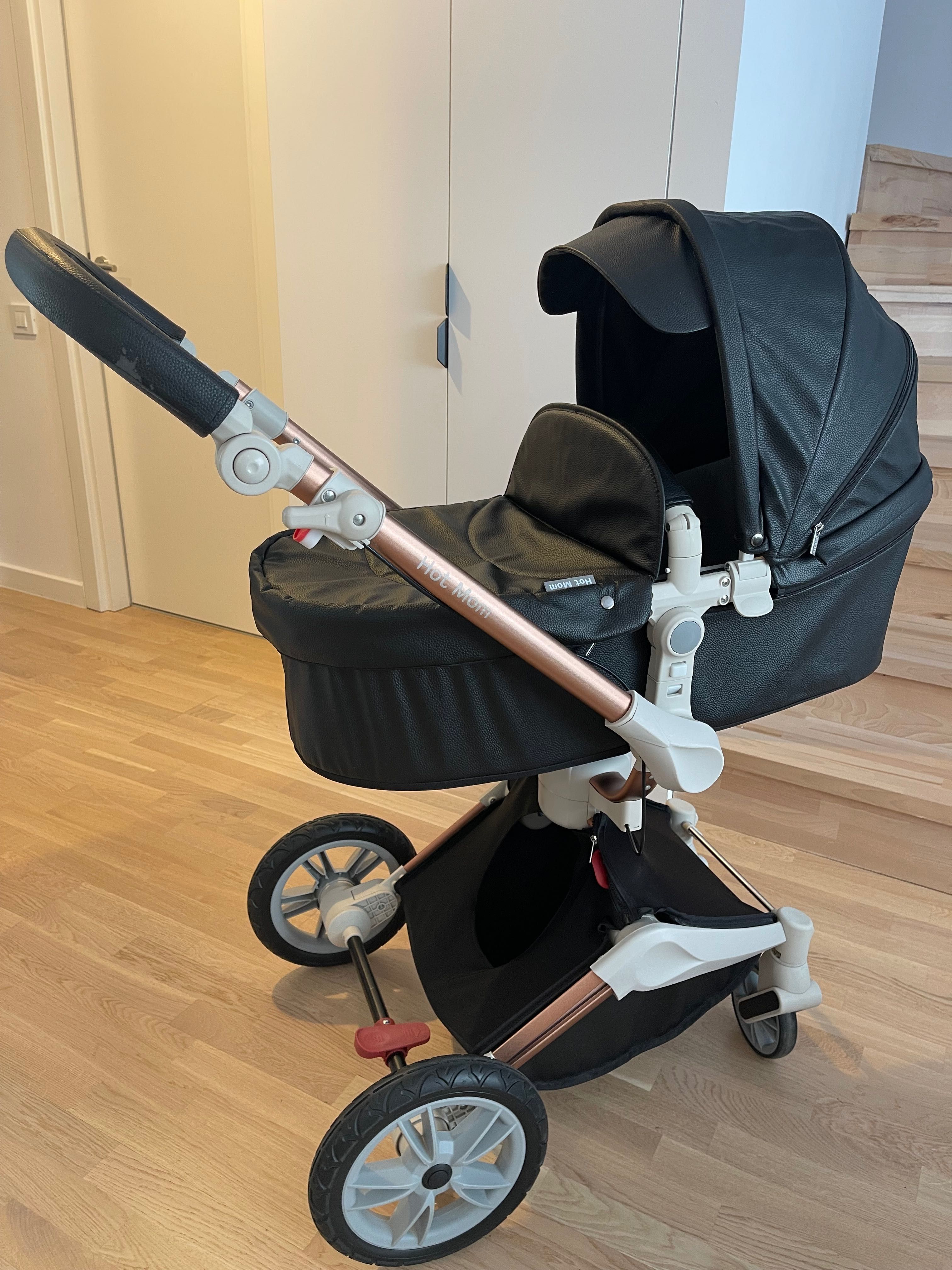 3in1 HOT MOM 360 cărucior + Cybex Aton scan auto + base isofix