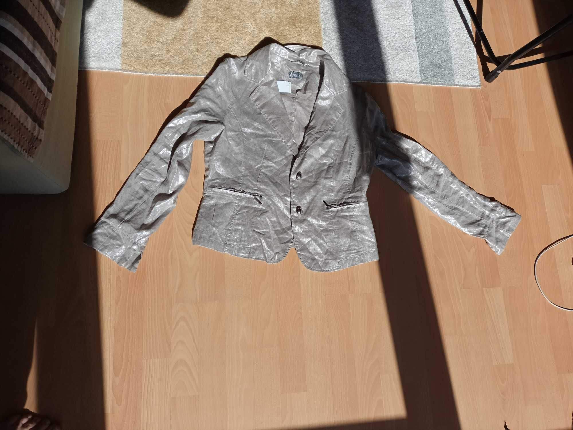 Ленено сако с блестящ ефект и риза със страничен цип Oltre, 42 размер