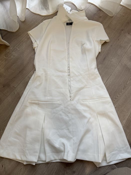 Платье белое короткое Зара Zara
