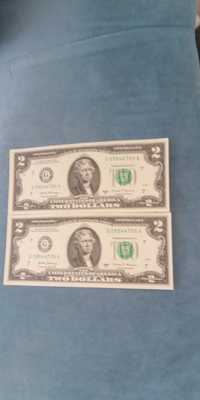 Продавам  две банкноти от 2 долара с поредни номера - 2017