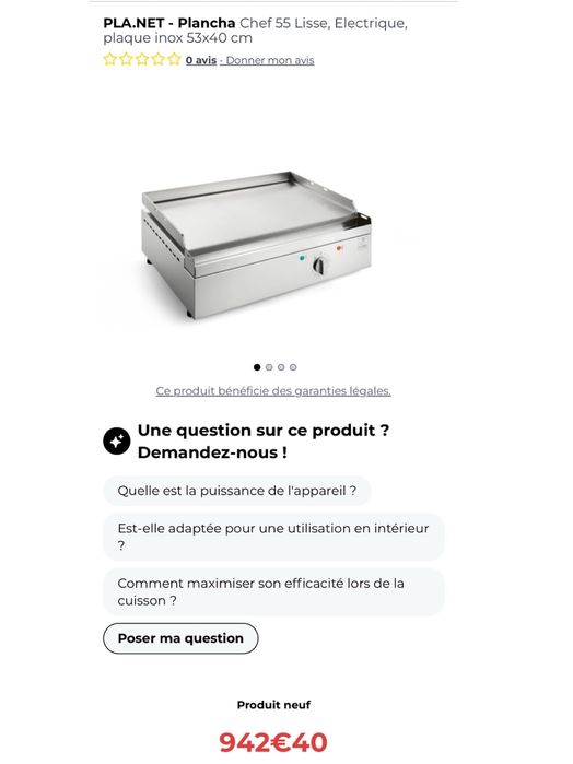 Plancha pe gaz Pla.Net Chef 55 Lisse