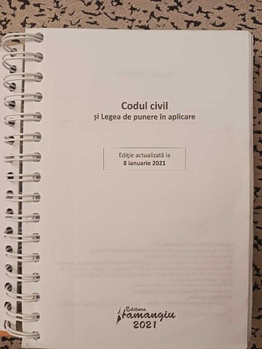 Codul civil spiralat, Ed. Hamangiu, editie actualizata la 08.01.2021