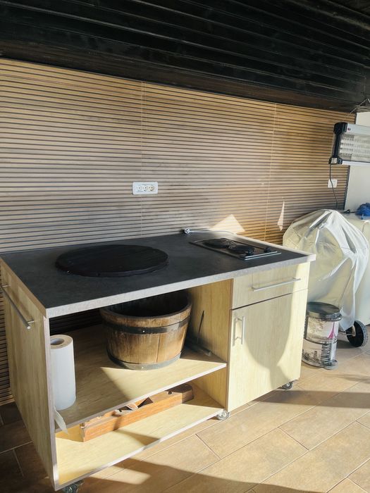 Mobilier super terasa/ bucatarie pe roti industriale