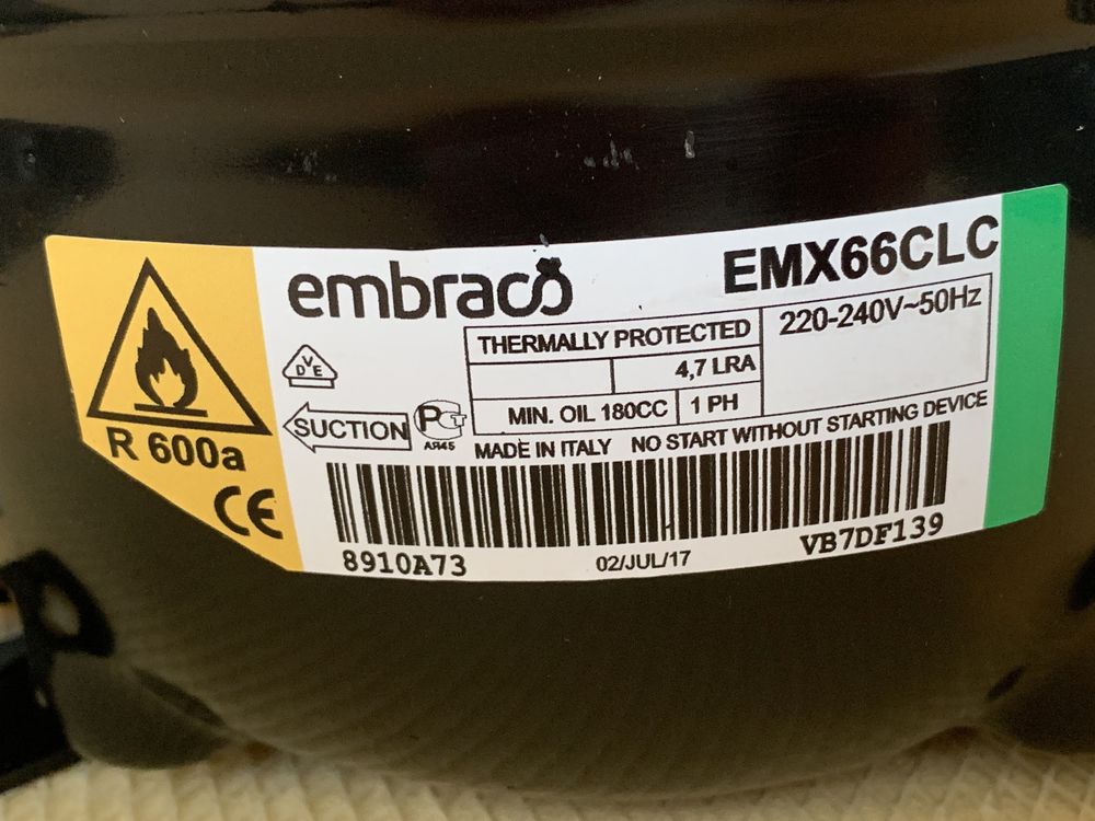 Motor compresor 178 la -25 grade embraco emx66clc freon r600 nou