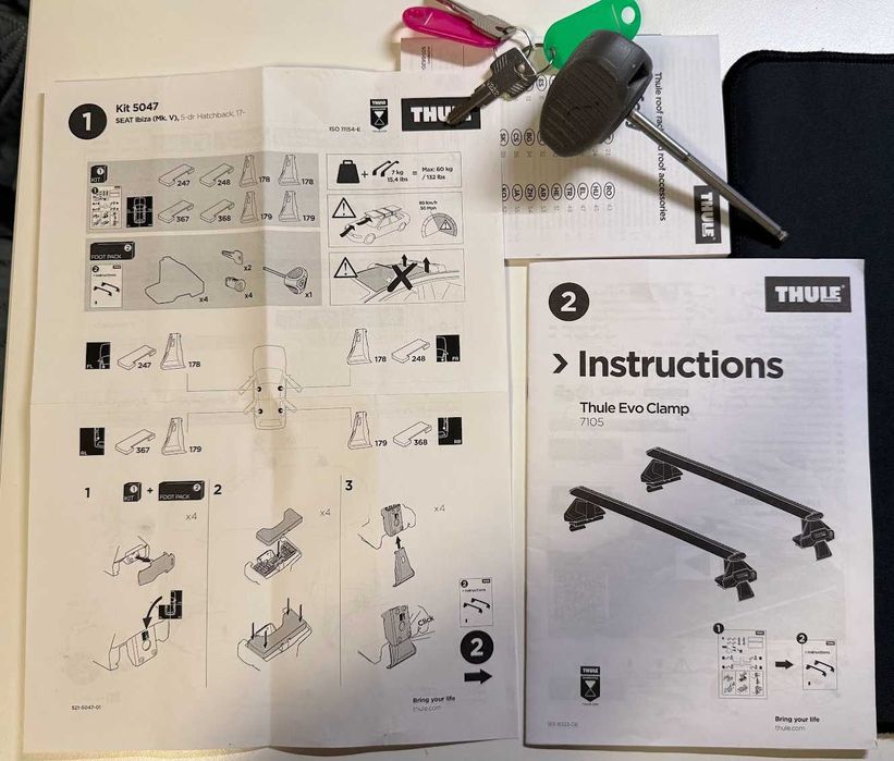 Комплект греди Thule WingBar Evo 7113, 127 см (Clamp 7105, Kit 5047)