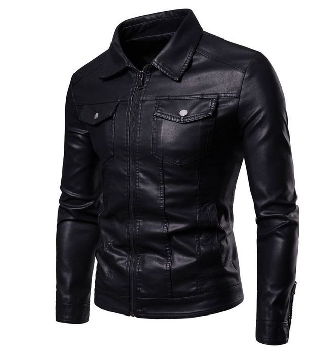 Мужская куртка кожаная мужской кожанный с начесом осенний весенний