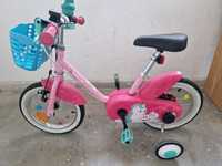 Bicicletă 14" 3-5 ani Btwin 500 Unicorn + casca B100 roz Decathlon