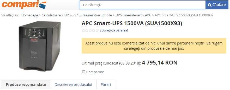 UPS APC Smart 700-1500VA, SINUS PUR(centrale,etc) AVR, cu/fara bat noi