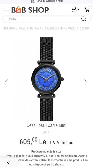 Ceas Fossil Carlie Mini cu cristale
