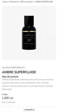 Parfum Nisa Unisex Les Eaux Primordiales Ambre Superfluide 100ml