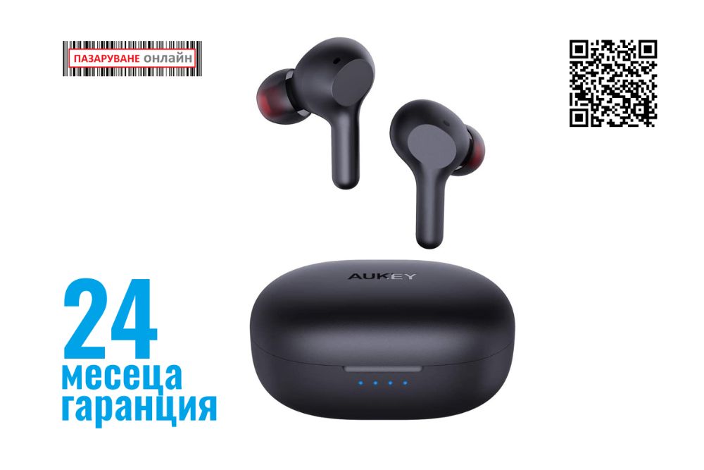 Aukey True TWS слушалки с кутия, с вградена батерия,USB-C