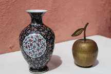 Vas flori de colectie cupru emailat IZNIK inceput sec 20 Turcia/Persia