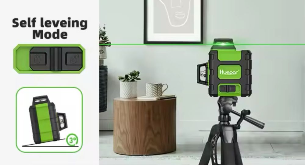 3 D Лазерен нивелир Huepar ! Зелен лъч ! 360 градуса ! Оптика Osram !