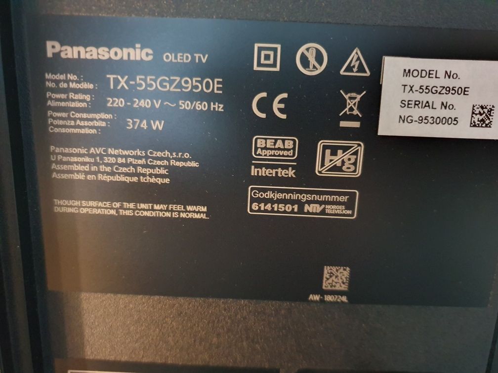 Panasonic OLED 4K 55inch/139cm - TX-55GZ950E