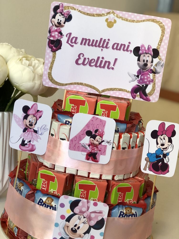 Tort din dulciuri ambalate, Barbie, Minecraft, Patrula Catelusilor