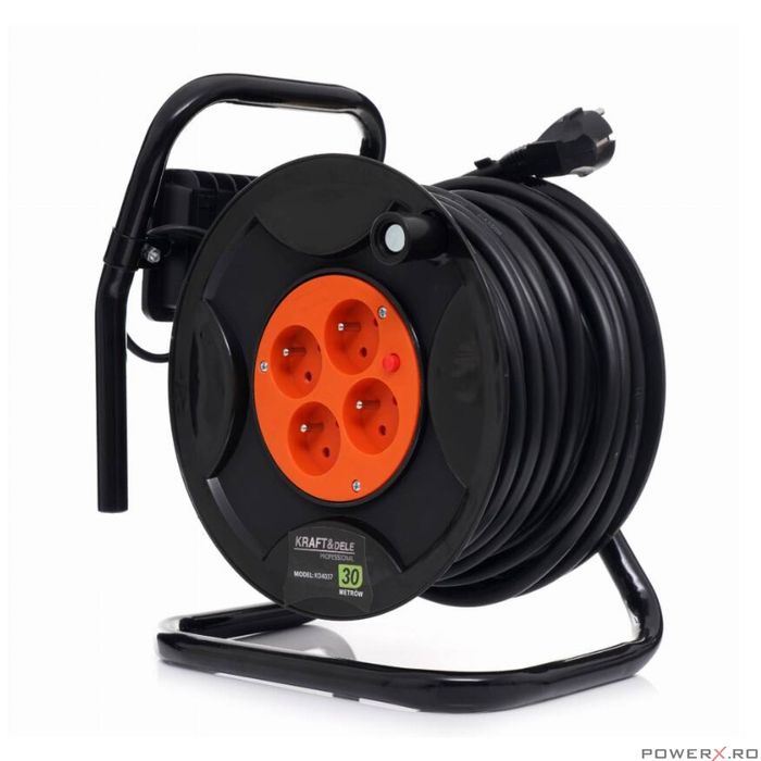 Rola de curent 30 m, cu lampa cu Led atasata, prelungitor cu tambur,